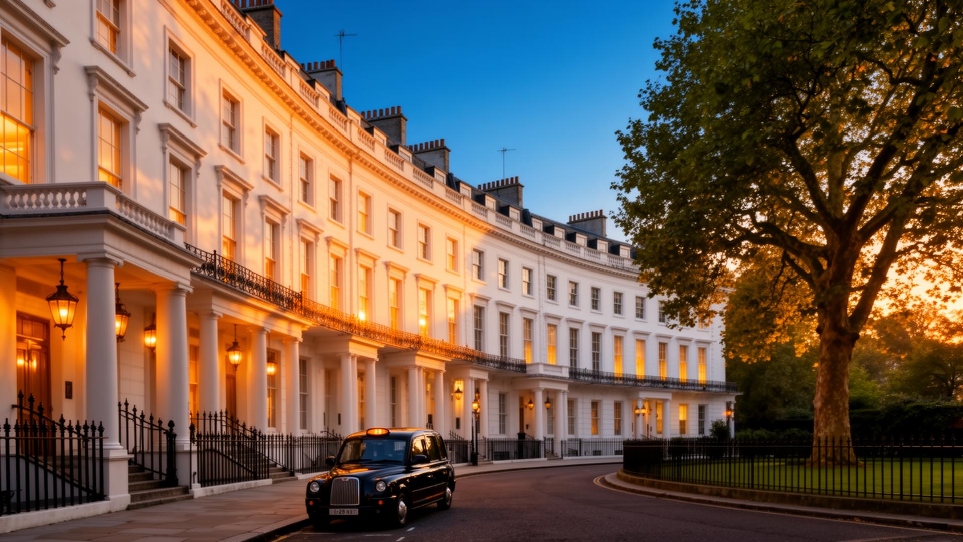 Prime central London townhouses at golden hour
